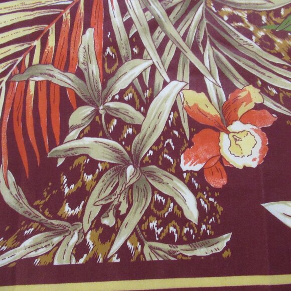 Les Foulards D'Henriette Women Scarf Maroon Floral Vintage USA Square 28.8" - Picture 6 of 9